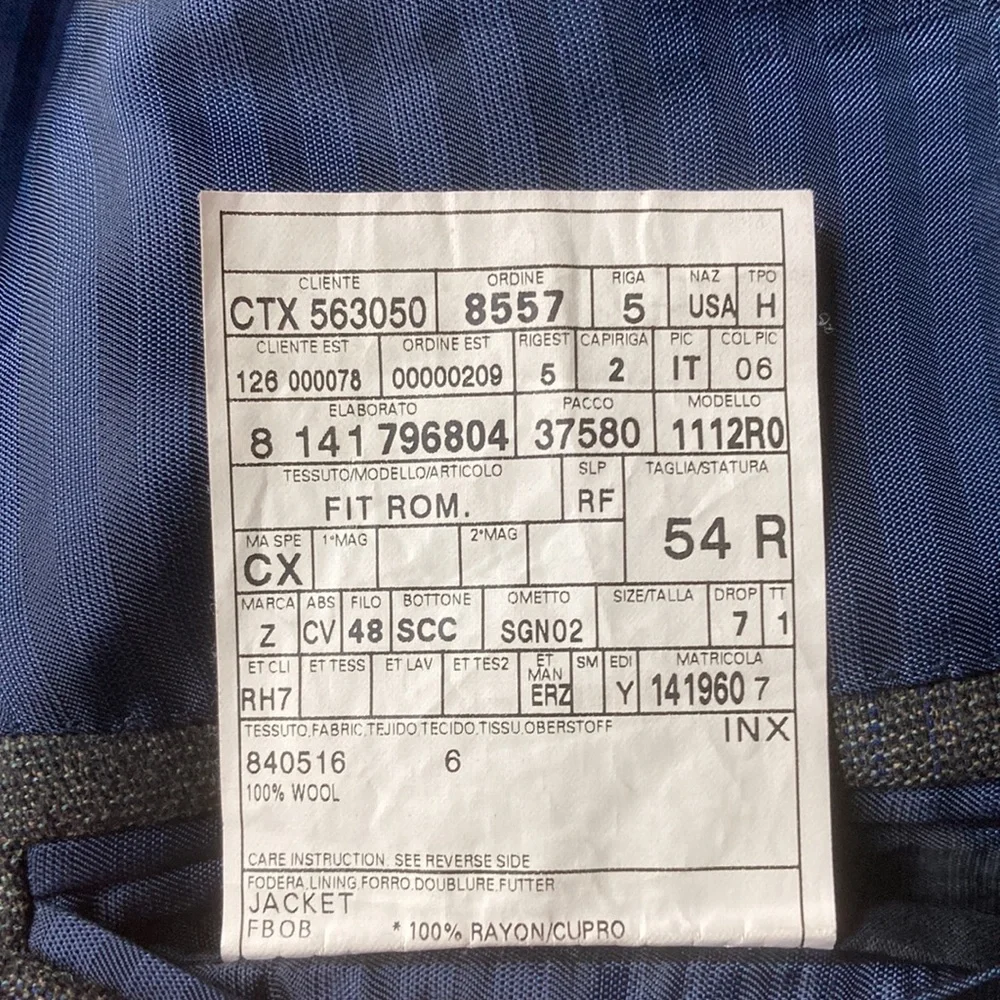 Ermenegildo Zegna Green Blue Windowpane Check Wool Sport Coat Eu 54 US 44 - Picture 6 of 12